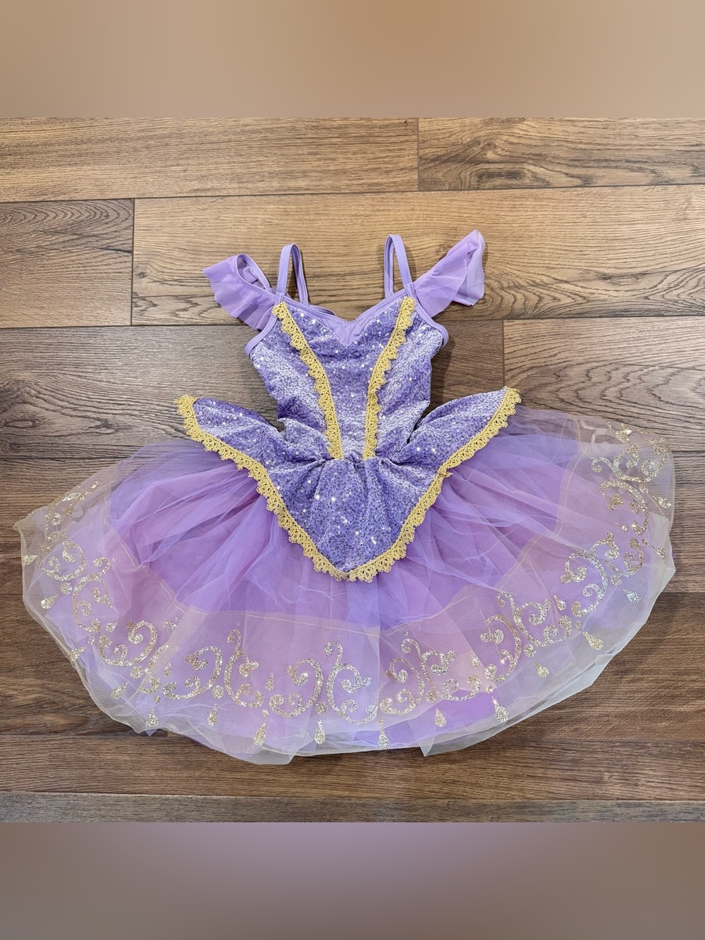 Weissman "Mina" Showtime Purple & Gold Velvet Sequin Tutu Ballet Costume
